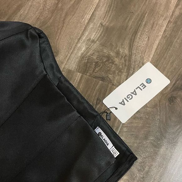 *NWT* Elagia Black Satin Dress - Picture 8 of 12